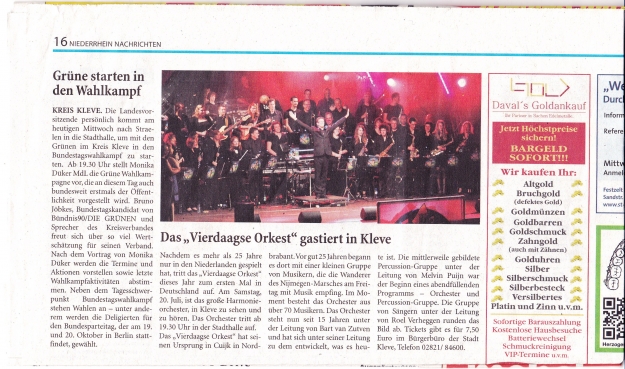 Das 'Vierdaagse Orkest' gastiert in Kleve